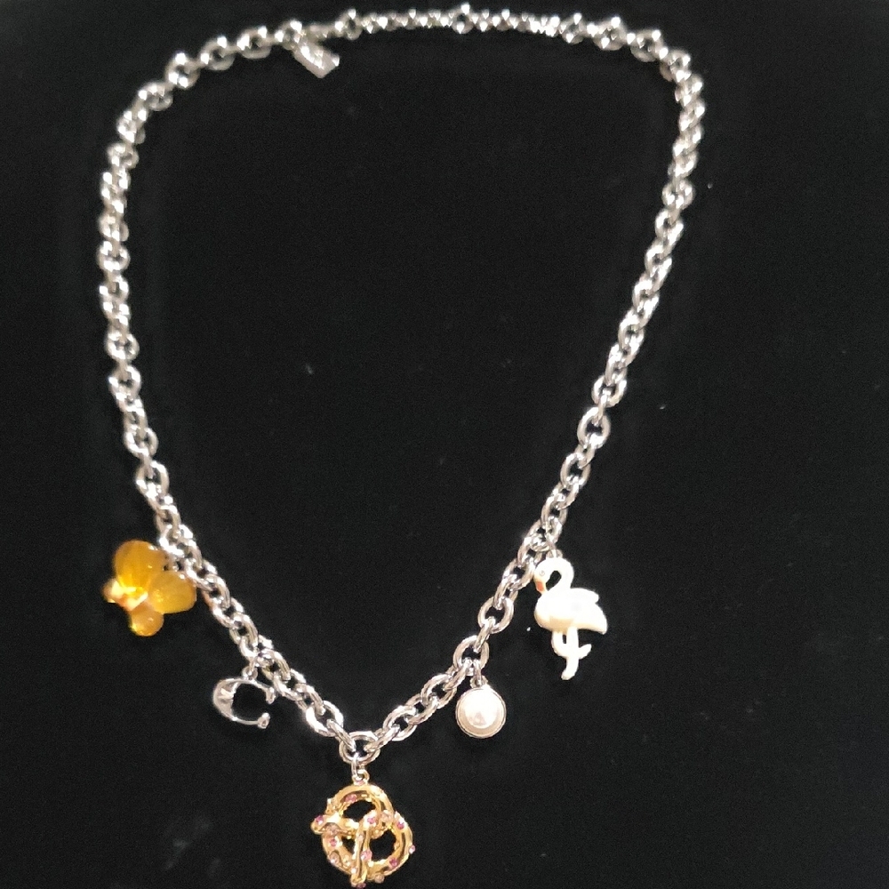 COACH Silver Charm Necklace with Gold Accents‎